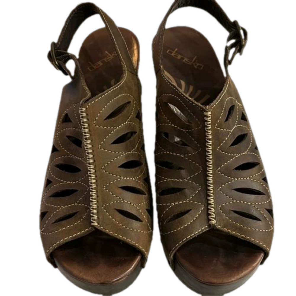 Dansko Rowena Leather Clog Sandals - size 40 - Picture 2 of 6